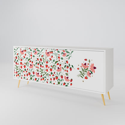 FLOWERS AND STRAWBERRIES Madia a 3 Ante in Finitura Bianca