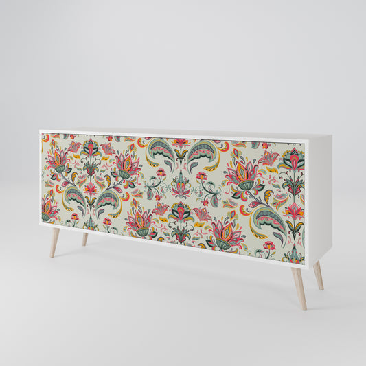 ORGANIC FOLKLORE 3-Door Sideboard in White Finish