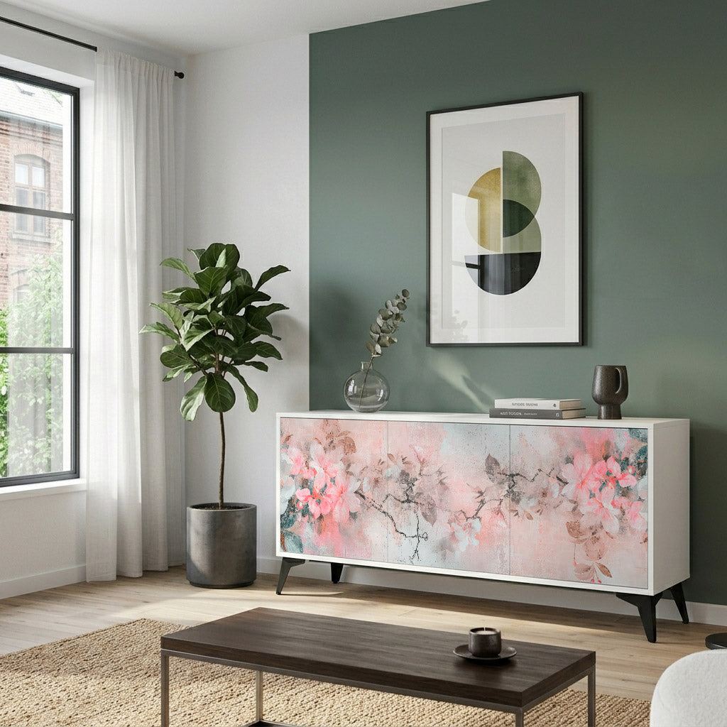 CHERRY BLOSSOM Madia a 3 Ante in Finitura Bianca