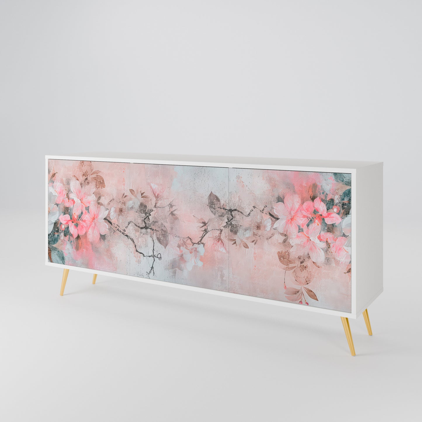 CHERRY BLOSSOM Madia a 3 Ante in Finitura Bianca