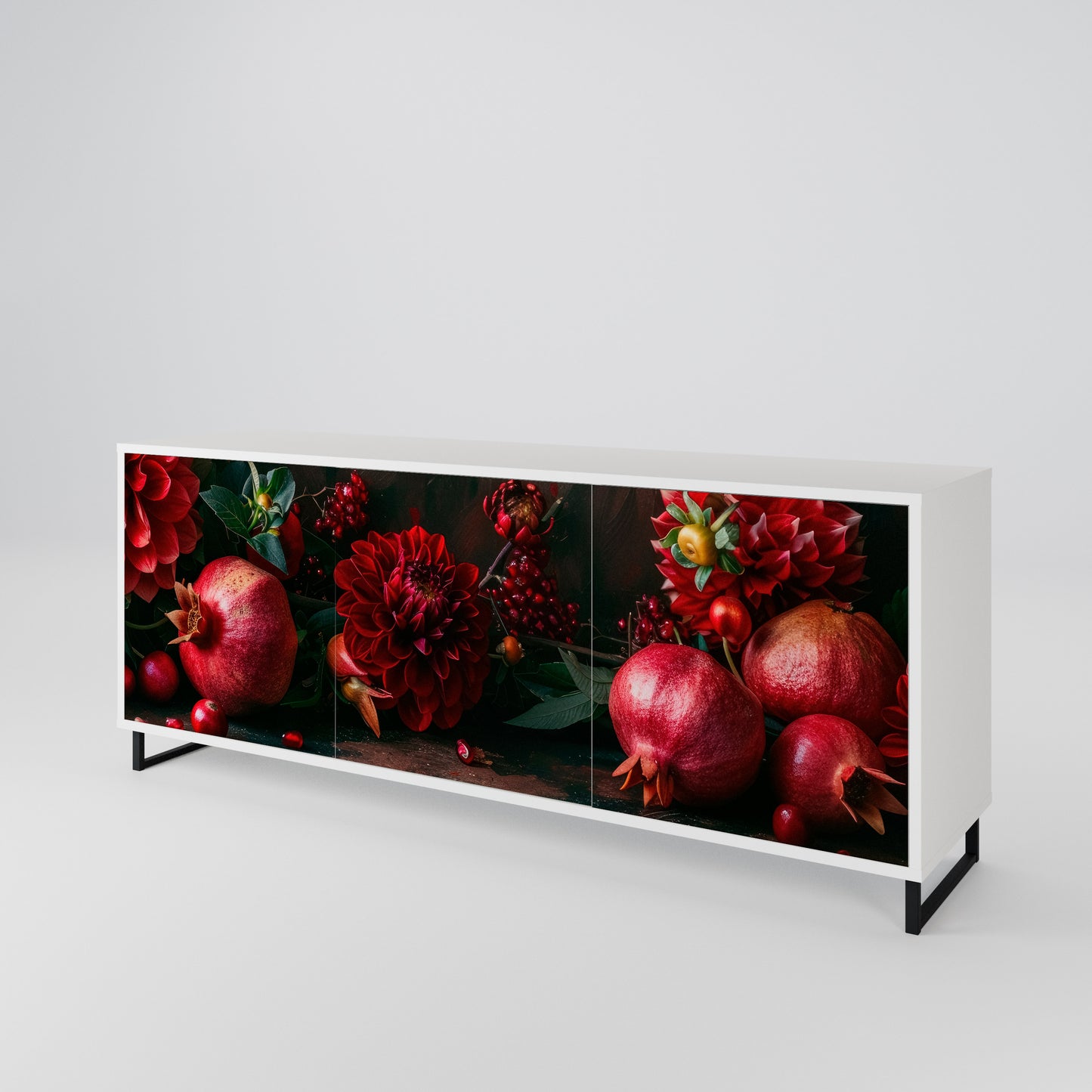 DAHLIAS AND POMEGRANATES Madia a 3 Ante in Finitura Bianca