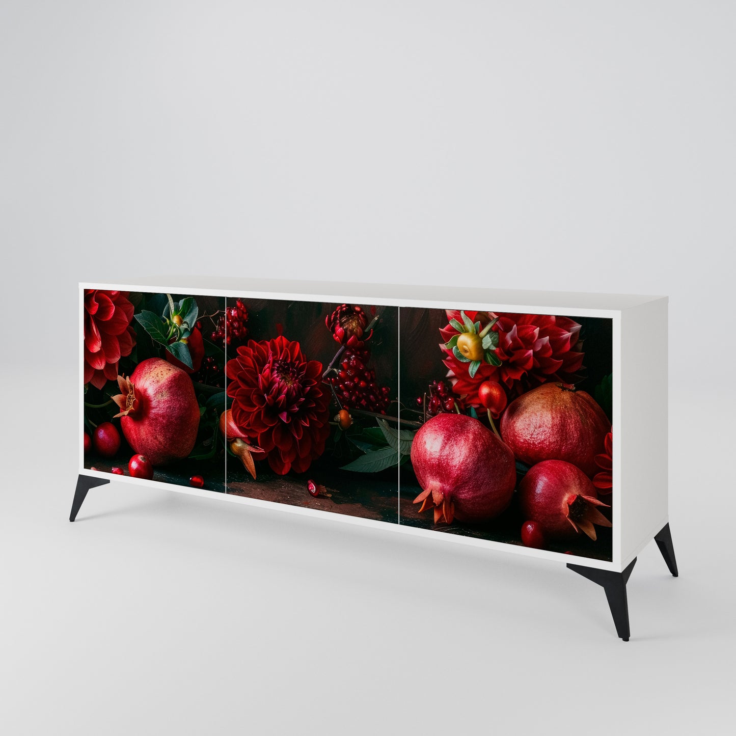 DAHLIAS AND POMEGRANATES Madia a 3 Ante in Finitura Bianca
