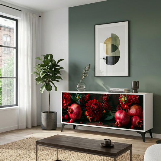 DAHLIAS AND POMEGRANATES Madia a 3 Ante in Finitura Bianca