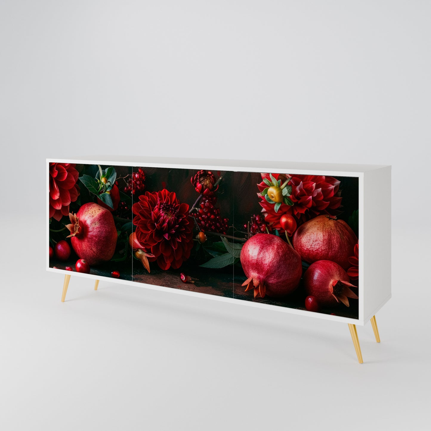 DAHLIAS AND POMEGRANATES Madia a 3 Ante in Finitura Bianca