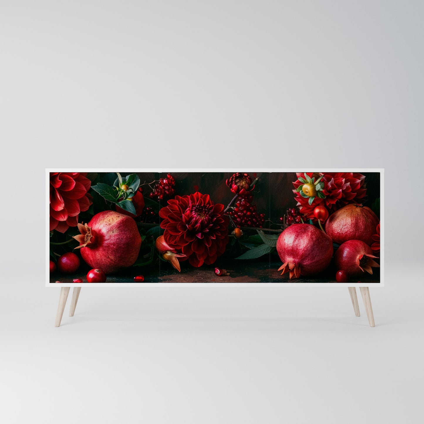 DAHLIAS AND POMEGRANATES Madia a 3 Ante in Finitura Bianca