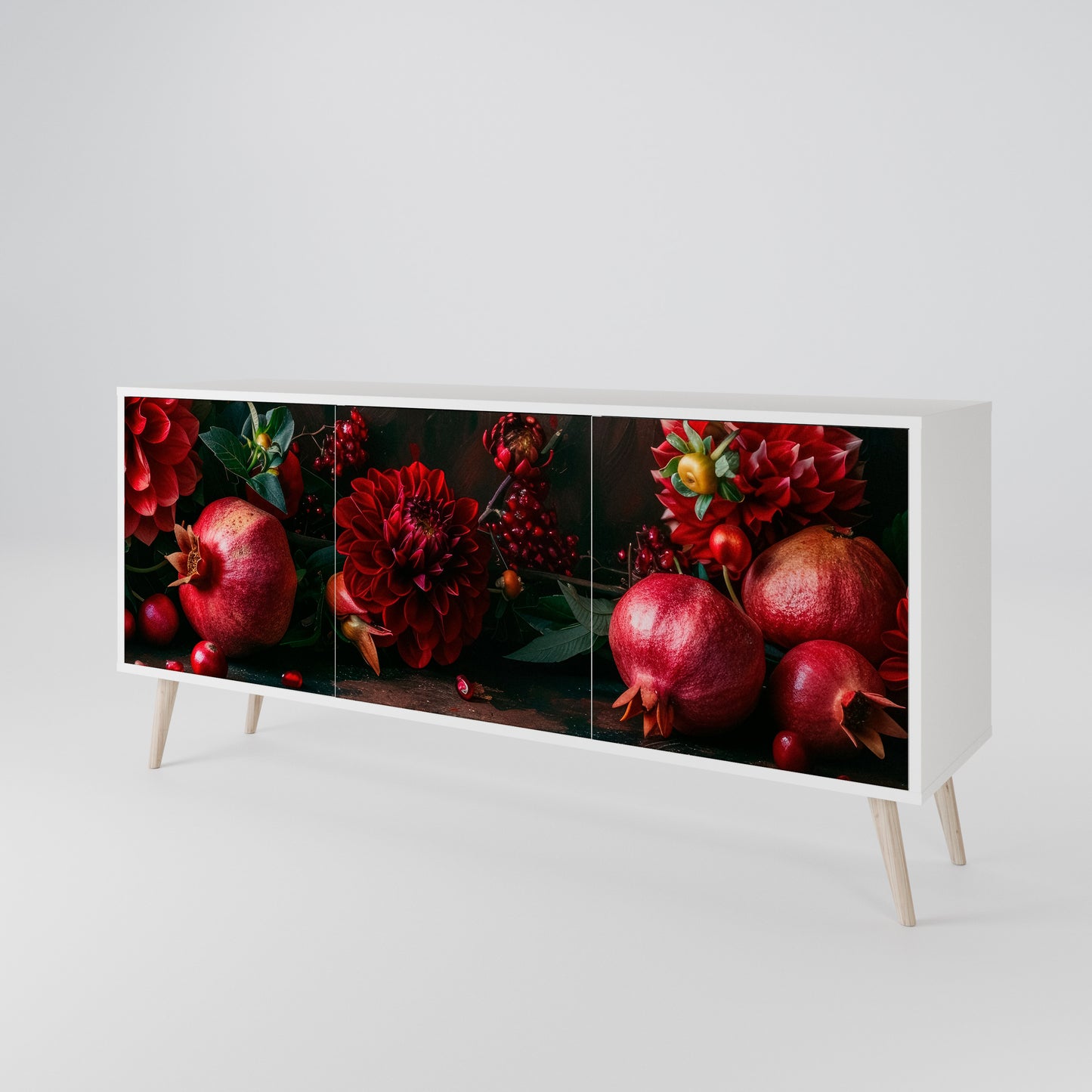 DAHLIAS AND POMEGRANATES Madia a 3 Ante in Finitura Bianca