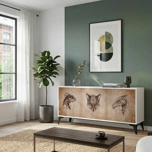 STEAMPUNK CLAN Madia a 3 Ante in Finitura Bianca