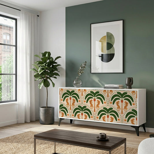 DANCING PREDATORS Madia a 3 Ante in Finitura Bianca