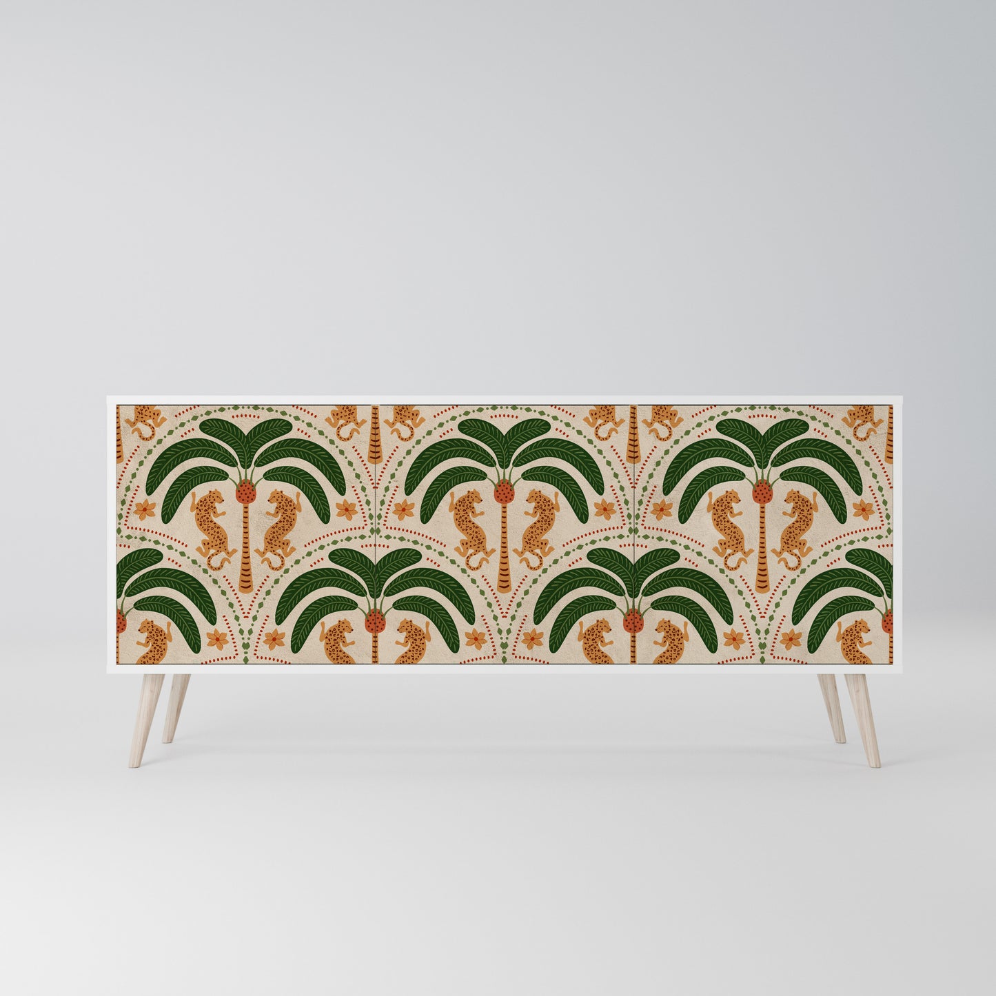 DANCING PREDATORS Madia a 3 Ante in Finitura Bianca
