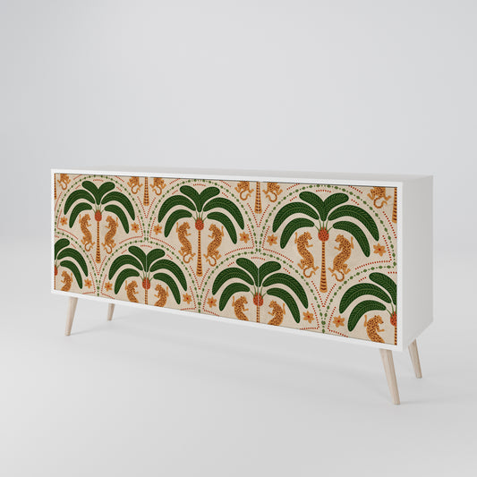 DANCING PREDATORS 3-Door Sideboard in White Finish