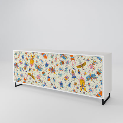COLORFUL INSECTS 3-Door Sideboard in White Finish