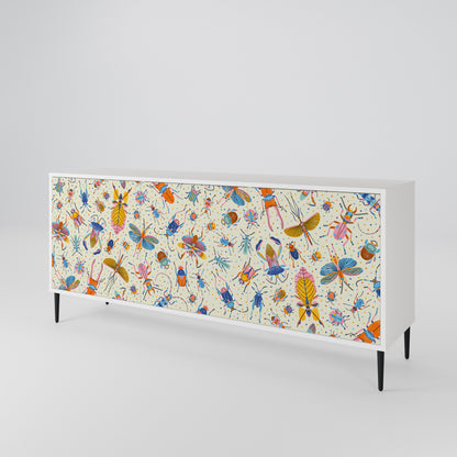 COLORFUL INSECTS 3-Door Sideboard in White Finish