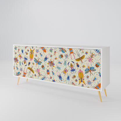 COLORFUL INSECTS 3-Door Sideboard in White Finish