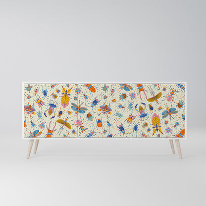 COLORFUL INSECTS 3-Door Sideboard in White Finish