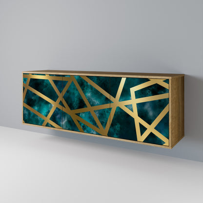 Credenza a 3 ante THE LABYRINTH OF GOLD in effetto rovere