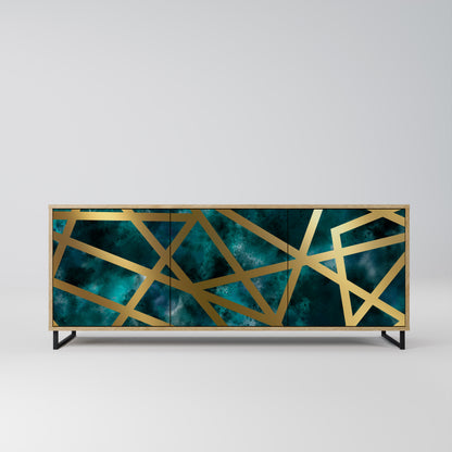 Credenza a 3 ante THE LABYRINTH OF GOLD in effetto rovere