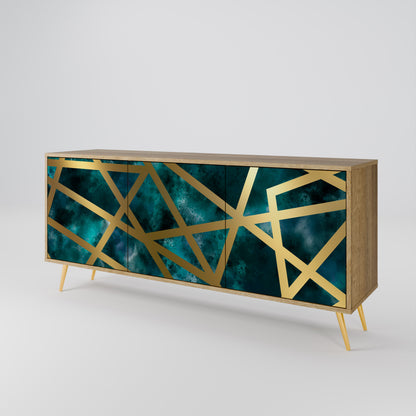 Credenza a 3 ante THE LABYRINTH OF GOLD in effetto rovere