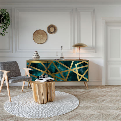 Credenza a 3 ante THE LABYRINTH OF GOLD in effetto rovere