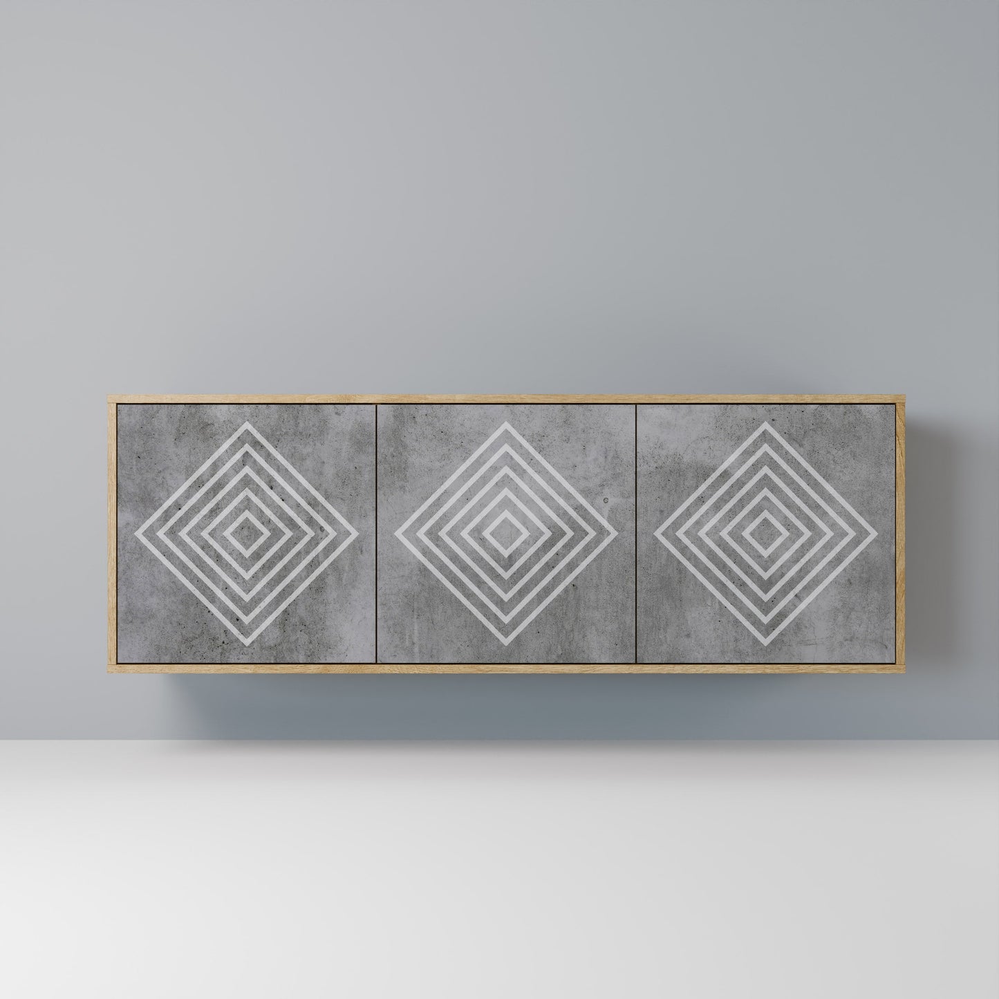 Credenza a 3 ante POLYGONAL ARTISTRY in effetto rovere