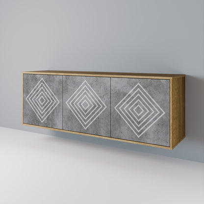 Credenza a 3 ante POLYGONAL ARTISTRY in effetto rovere