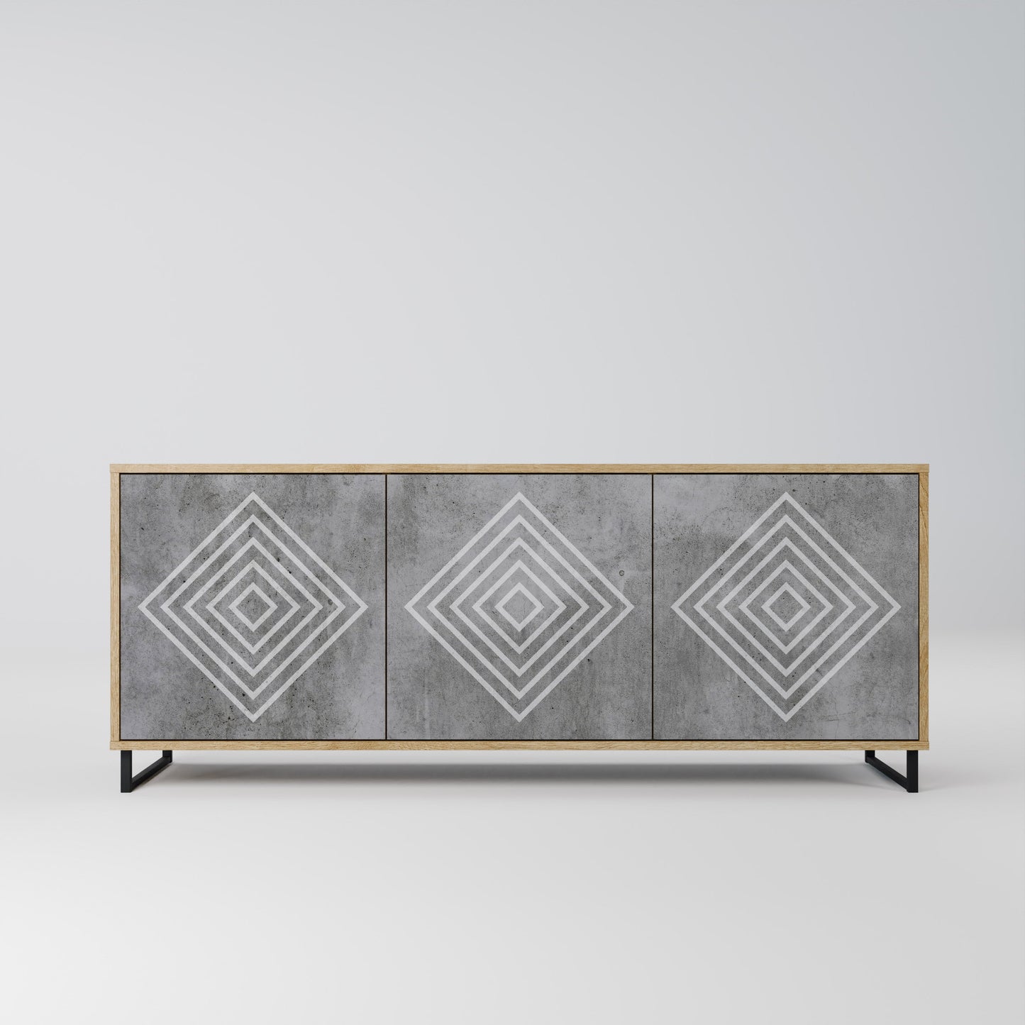 Credenza a 3 ante POLYGONAL ARTISTRY in effetto rovere