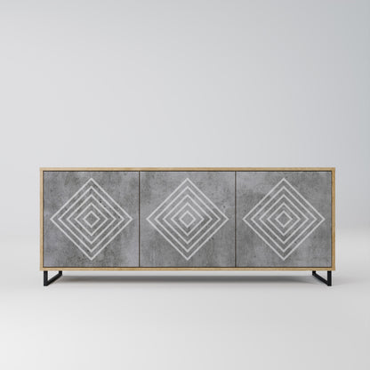 Credenza a 3 ante POLYGONAL ARTISTRY in effetto rovere