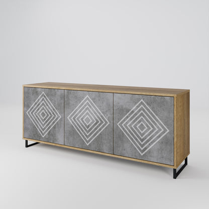 Credenza a 3 ante POLYGONAL ARTISTRY in effetto rovere