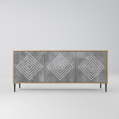 Credenza a 3 ante POLYGONAL ARTISTRY in effetto rovere
