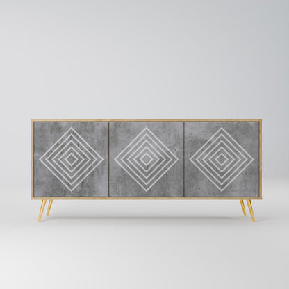 Credenza a 3 ante POLYGONAL ARTISTRY in effetto rovere