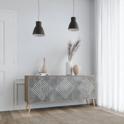 Credenza a 3 ante POLYGONAL ARTISTRY in effetto rovere