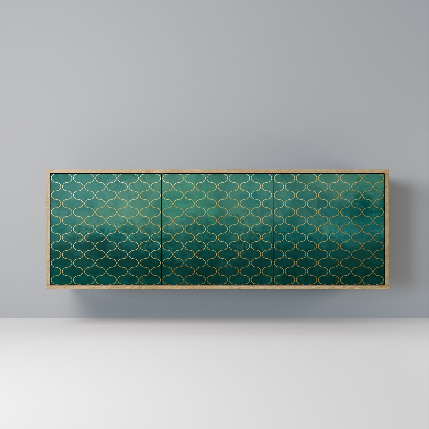 Credenza TESSELATED GREENERY a 3 ante in effetto rovere