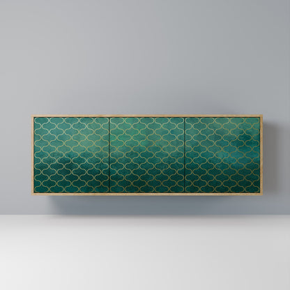 Credenza TESSELATED GREENERY a 3 ante in effetto rovere