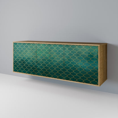 Credenza TESSELATED GREENERY a 3 ante in effetto rovere