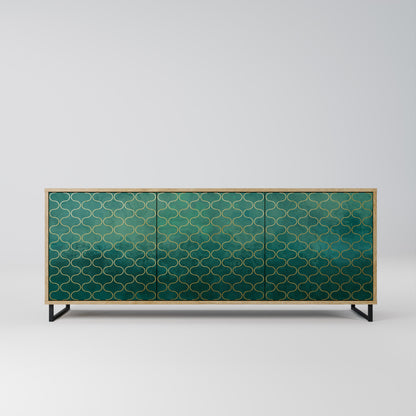Credenza TESSELATED GREENERY a 3 ante in effetto rovere
