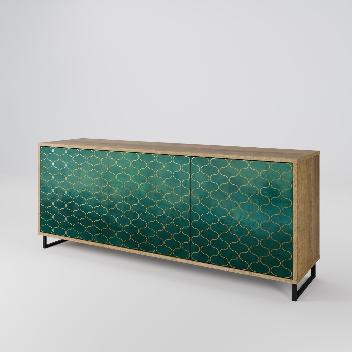 Credenza TESSELATED GREENERY a 3 ante in effetto rovere