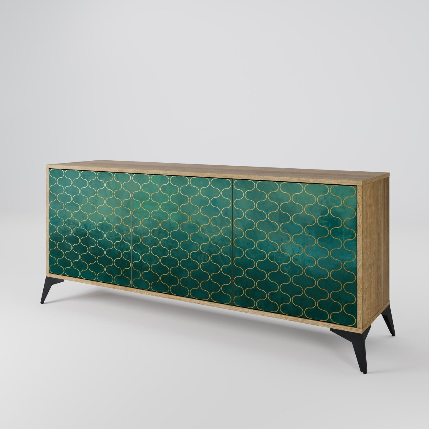 Credenza TESSELATED GREENERY a 3 ante in effetto rovere