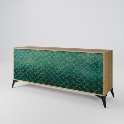 Credenza TESSELATED GREENERY a 3 ante in effetto rovere