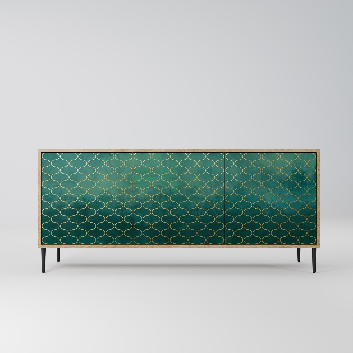 Credenza TESSELATED GREENERY a 3 ante in effetto rovere