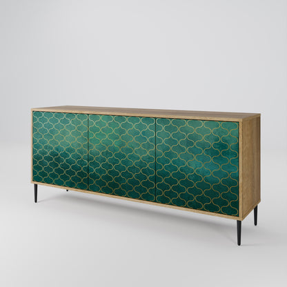 Credenza TESSELATED GREENERY a 3 ante in effetto rovere