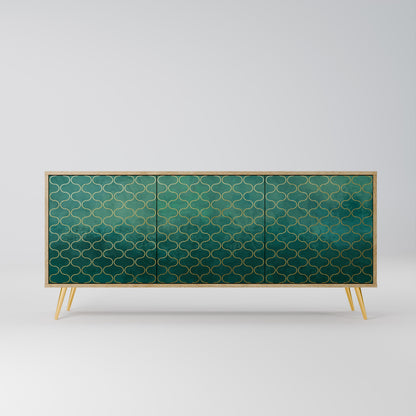 Credenza TESSELATED GREENERY a 3 ante in effetto rovere