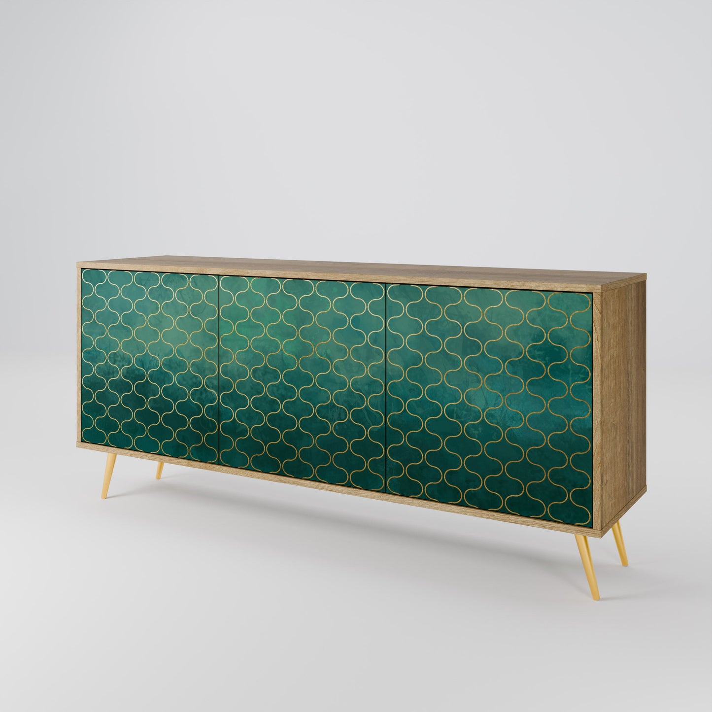 Credenza TESSELATED GREENERY a 3 ante in effetto rovere