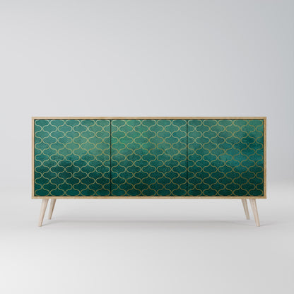 Credenza TESSELATED GREENERY a 3 ante in effetto rovere