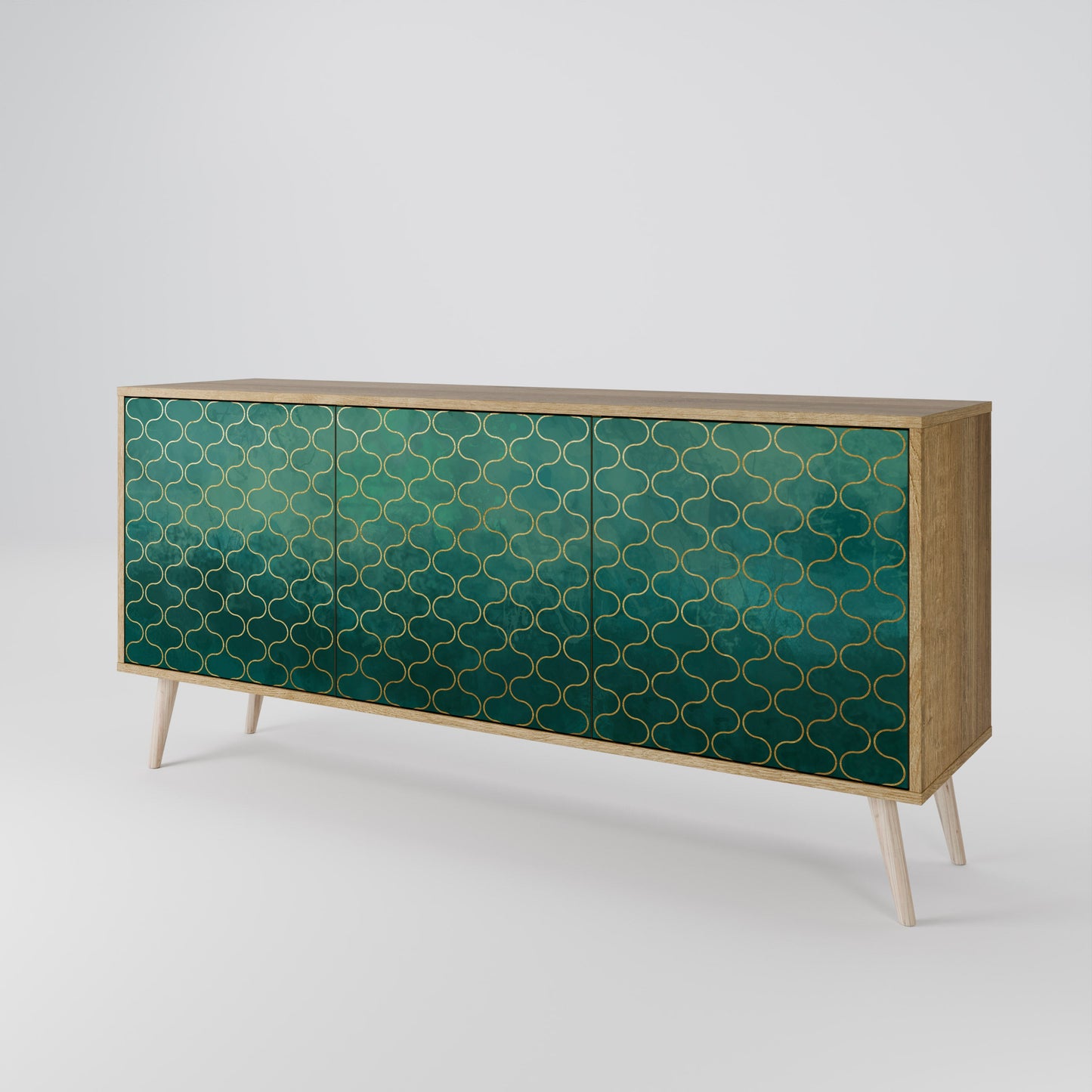 Credenza TESSELATED GREENERY a 3 ante in effetto rovere