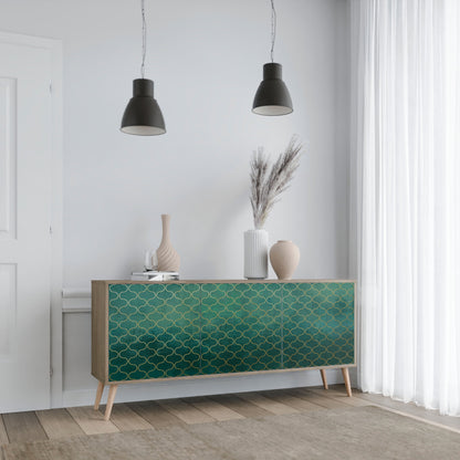 Credenza TESSELATED GREENERY a 3 ante in effetto rovere