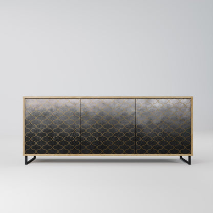 TESSELATED GRAYISH 3-Door Sideboard in Oak Effect