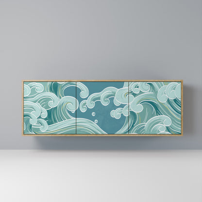Credenza a 3 ante ASIAN SWAY in effetto rovere
