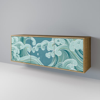 Credenza a 3 ante ASIAN SWAY in effetto rovere