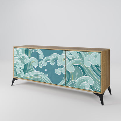 Credenza a 3 ante ASIAN SWAY in effetto rovere