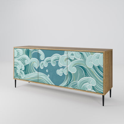 Credenza a 3 ante ASIAN SWAY in effetto rovere