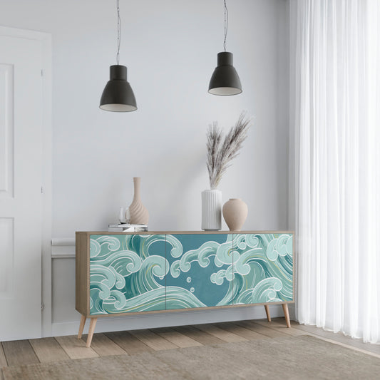 Credenza a 3 ante ASIAN SWAY in effetto rovere